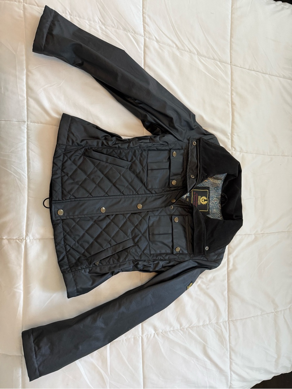 Black Belstaff Women's Jacket with Corduroy Collar